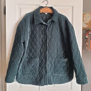 Knox Rose Womens XXL Green Quiltdd Puffy Soft Coat Jacket Holiday Winter Cozy